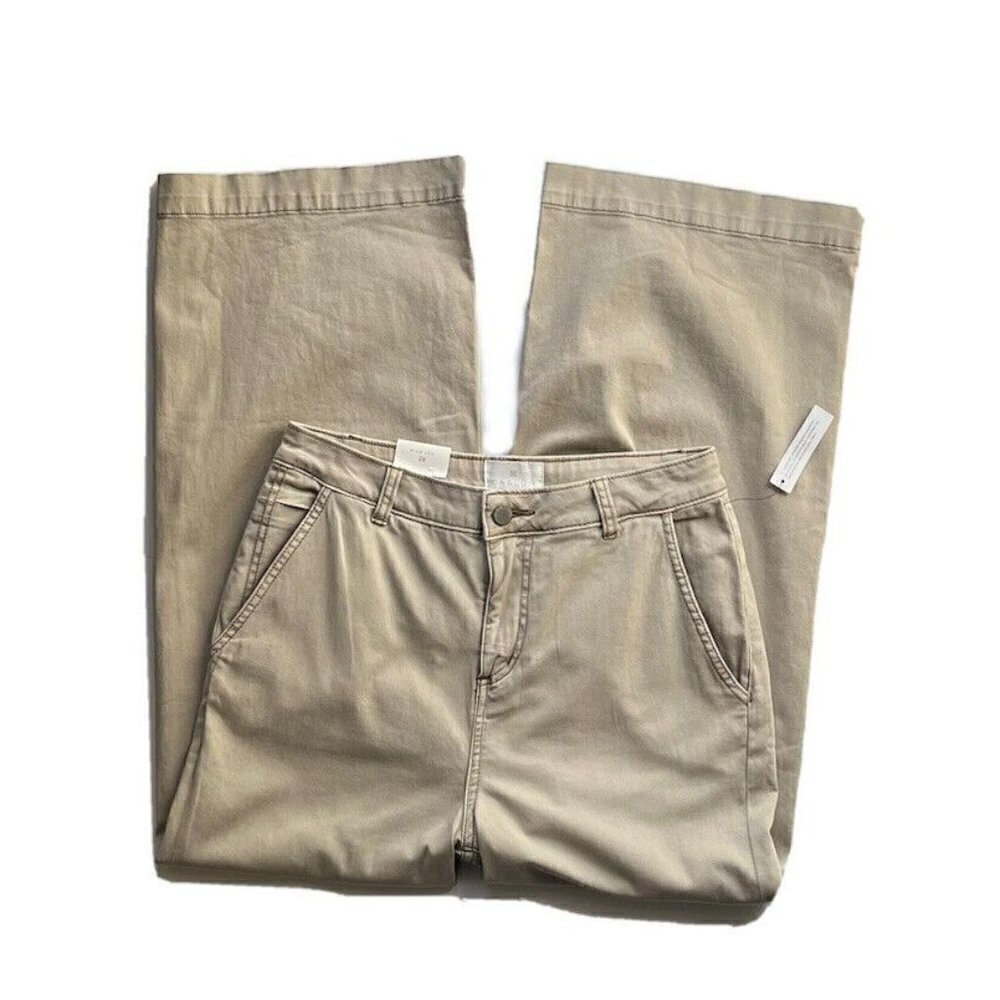 NEW CASLON Nordstrom Wide Leg High Waist Crop Chino Pant Trouser Size 28 Tan - Picture 8 of 10